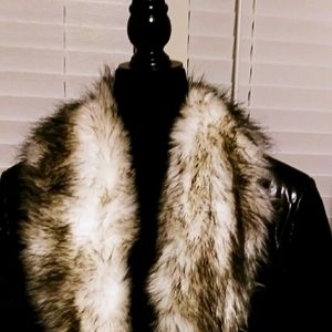 Maxima Wilsons Black Leather Faux Fur Jacket NWOT size Large